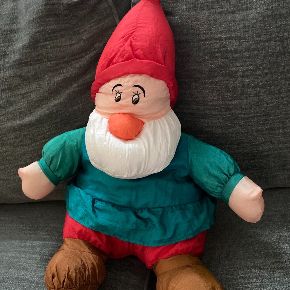 Vtg DWARF Elf 18" Plush Nylon Parachute International Silver Snow White Holiday